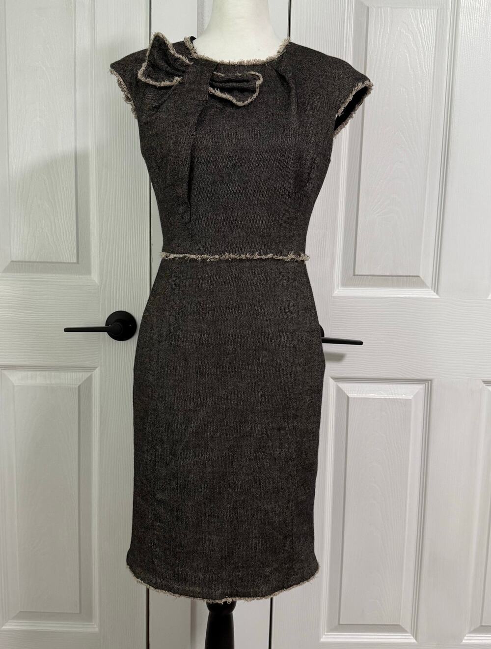 Etcetera Women's Wool Blend  Fringe Trim Sheath  Dress Size 2